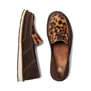 Лоферы Ariat Cruiser, цвет Chocolate Suede/Leopard Hair On