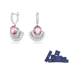 Swarovski Кубический цирконий родированная бижутерия искусственные кристаллы серьги Women's Pink
