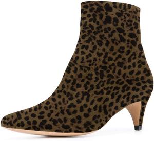 Женские ботильоны XYD с острым носком, низким каблуком-китеном, классической боковой молнией, элегантные зимние туфли для девушек, Leopard