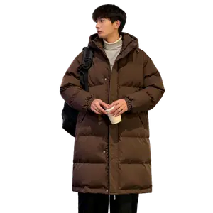 Пуховик Unisex Hooded Fleece lined Others X1617, coffee mid-length puffer jacket