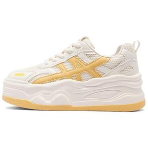 AGSDON Высокие легкие дышащие лоу-топ скейтбордские туфли для женщин 5,5 см бежево-желтые, цвет Beige Yellow