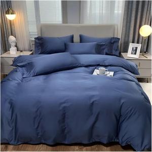 UOIO Комплект постельного белья из натурального хлопка бело-серого цвета с завязками-пуговицами