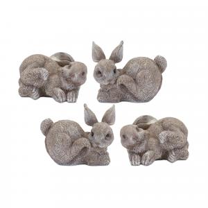 Фигурка кролика из камня Melrose International, 4 штуки, серый