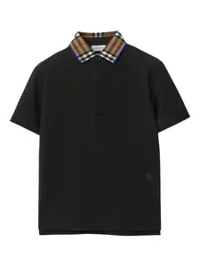 Рубашка поло в клетку Burberry Kids, черный
