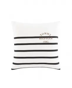 Вязаная квадратная подушка в полоску, 51 x 51 см Tommy Hilfiger, темно-синий/слоновая кость