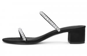 Маленькие Ck One Strap Sandals Slippers 4.1см Женские TEXTURED Textured/Silver CHARLES&KEITH, черный