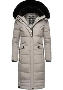 Зимнее пальто Наваху "Фахмия", элегантное стеганое пальто с капюшоном из мягкого искусственного меха Navahoo, серый