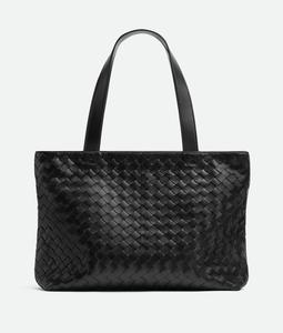 Маленькая сумка-тоут на молнии Intrecciato Bottega Veneta, черный