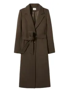 Шерстяное пальто с поясом Claudie Pierlot, зеленый