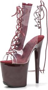 Женские ботильоны WUXIN H&P на шнуровке с высокими прозрачными каблуками 8 дюймов, платформой и шпилькой, для экзотического стриптиза и танцев у шеста, Red