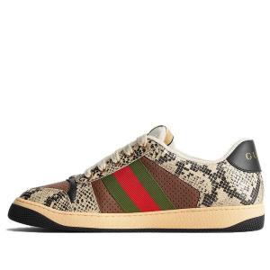 Кроссовки screener python-embossed leather sneakers 'beige black brown' Gucci, бежевый