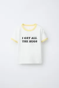 Ребристая футболка с надписью Zara, желтый