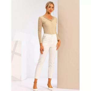 Женская прозрачная кружевная блузка с длинными рукавами и цветочной вышивкой ALLEGRA K