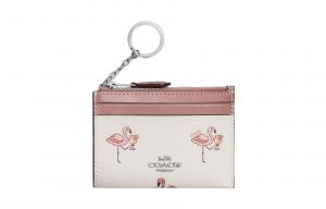 COACH Узкий чехол для айди с кожаными карманами и монетницей в светлорозовом цвете