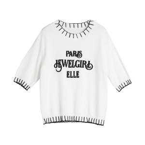 ELLE Трикотаж Women's White Crew Neck Moderate Others