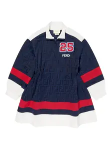 Платье на молнии с узором FF FENDI KIDS, синий