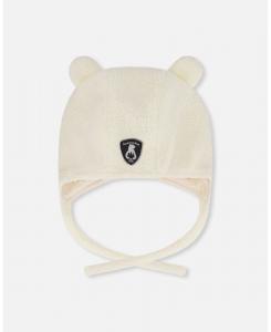Детская шапочка унисекс из искусственного меха с подкладкой и ушками, кремового цвета - для малышей Deux par Deux, Off-white