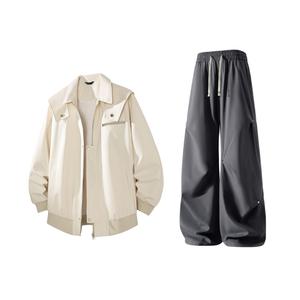 Повседневная спортивная одежда Unisex Lapel Thin X1617, хаки оранжевый+темно-серый ice silk straight fit pants