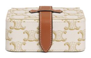 Триумф Канвас и коровья кожа шкатулка для украшений, дорожная косметичка, косметичка Трампетс унисекс белый CELINE, Set (Bag+Dust Bag)