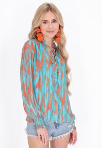 Блуза IZIA Button-down blouse, Aqua Multicolor/Light Blue