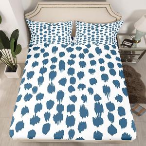 Erosebridal Комплект постельного белья Blue Polka Dots с абстрактным геометрическим принтом в сине-белой цветовой гамме, Blue White