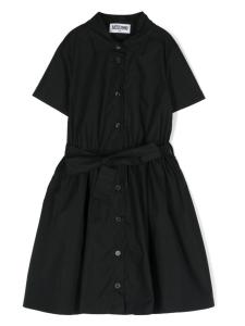Moschino Kids поплиновое платье-рубашка с логотипом, черный