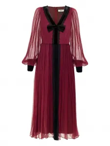 Платье миди с кружевной отделкой NISSA, красный