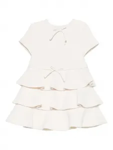 Платье с оборками и украшением в виде банта Elisabetta Franchi Kids, белый