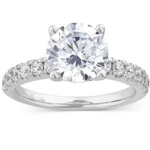 Помолвочное кольцо с сертифицированным 4-каратным бриллиантовым паве из 14-каратного золота, выращенного в лаборатории Pompeii2, 14K Yellow Gold