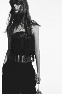 Топ-Бандо с бахромой из пайеток H&M, черный