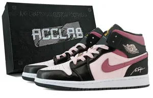 Jordan Женские баскетбольные кроссовки Air 1 Cushioning с высоким берцем, износостойкие, черные, розовые