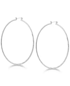 2 3/4" текстурированные большие серьги-кольца Guess, silver