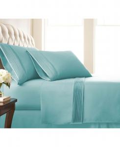Элегантный плиссированный комплект постельного белья 21 дюйм, очень глубокий, с карманами, размер Split King Southshore Fine Linens, синий