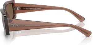 Женские солнцезащитные очки Ray-Ban Rb4395f Kiliane с низкой переносицей и квадратной формой, Transparent Brown/Dark Brown