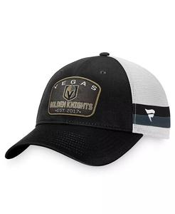 Мужская черная, белая кепка Vegas Golden Knights Fundamental Striped Trucker Adjustable Fanatics