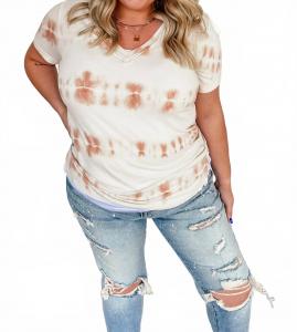 Футболка Sierra в полоску с эффектом тай-дай - плюс размер, розовый POL