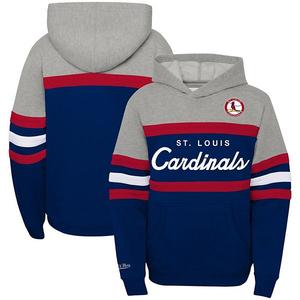 Толстовка с капюшоном Mitchell & Ness heather gray/navy St Louis Cardinals Cooperstown Collection Unbranded