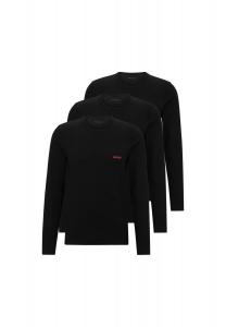 Мужская рубашка с длинным рукавом, 3 шт. в упаковке - RN TRIPLET, рубашка с длинным рукавом, круглый вырез, логотип HUGO, черный