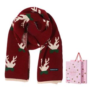 WARRIOR Вязаный шарф женский, Red Christmas Reindeer Horn[Exquisite Box]