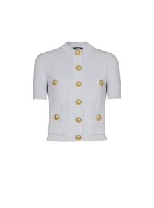 Вязаный кардиган с четырьмя карманами Balmain, синий