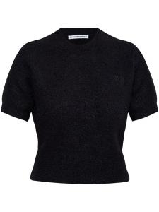 Трикотажный топ с вышитым логотипом Alexander Wang, черный