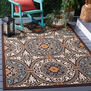 Ковер SAFAVIEH, 201 x 290 см, коллекции Veranda, Chocolate & Aqua, современный дизайн, не линяет и прост в уходе, для помещений и улицы, можно стирать - идеально для патио, заднего двора, прихожей (VER055-0723)