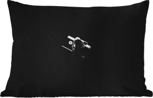 Подушка для улицы - черная - с изображением камеры - белая - 50 x 30 см - водонепроницаемая - подушка для отдыха - подушка для дивана - украшение для гостиной MuchoWow