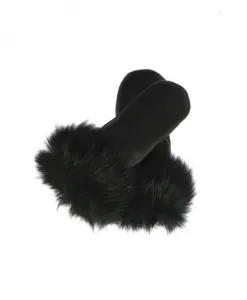 Элегантные женские кожаные перчатки с отделкой из синтетического меха. Kazar, черный
