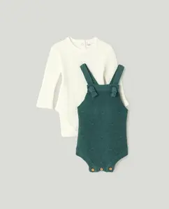 Комплект майка-боди трикотажное + боди для малыша Baby El Corte Inglés, темно-зеленый