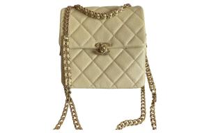 22SS Сумка-рюкзак из телячьей кожи, Сумка через плечо, Кросс-боди Женская Цыплячий желтый цвет CHANEL