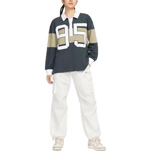 Футболка-поло AS W NSW STREET LS GFX женская Nike, оливковый/белый