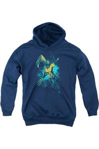 Толстовка с капюшоном для детей "Aquaman: Всплеск эмоций" Gildan, темно-синий
