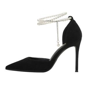 Женские черные туфли на высоком каблуке 8 см TADSW