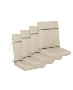 Комплект из 4 подушек для обеденных стульев с высокой спинкой, изготовленных из полиэстеровой ткани, устойчивой к выцветанию и воздействию воды, с завязками и молнией Aoodor, Khaki